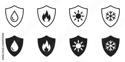 Foto Waterproof, Fireproof, Sunproof and Frostproof Icon Label Set with Durability an