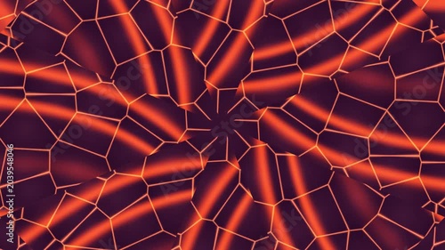 Vibrant red lines form a complex network on a dark surface