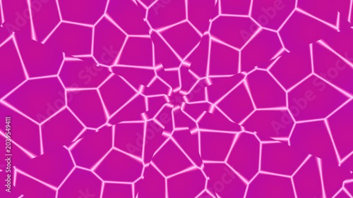 Vibrant pink cracked pattern fills the entire frame with white lines