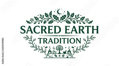 Schilderij op canvas Sacred Earth Tradition Logo: Nature, Spirituality, Herbalism, Paganism, Wiccan,