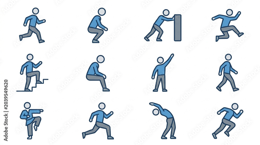 Fototapeta premium Illustrations of Various Falling and Slipping Scenarios