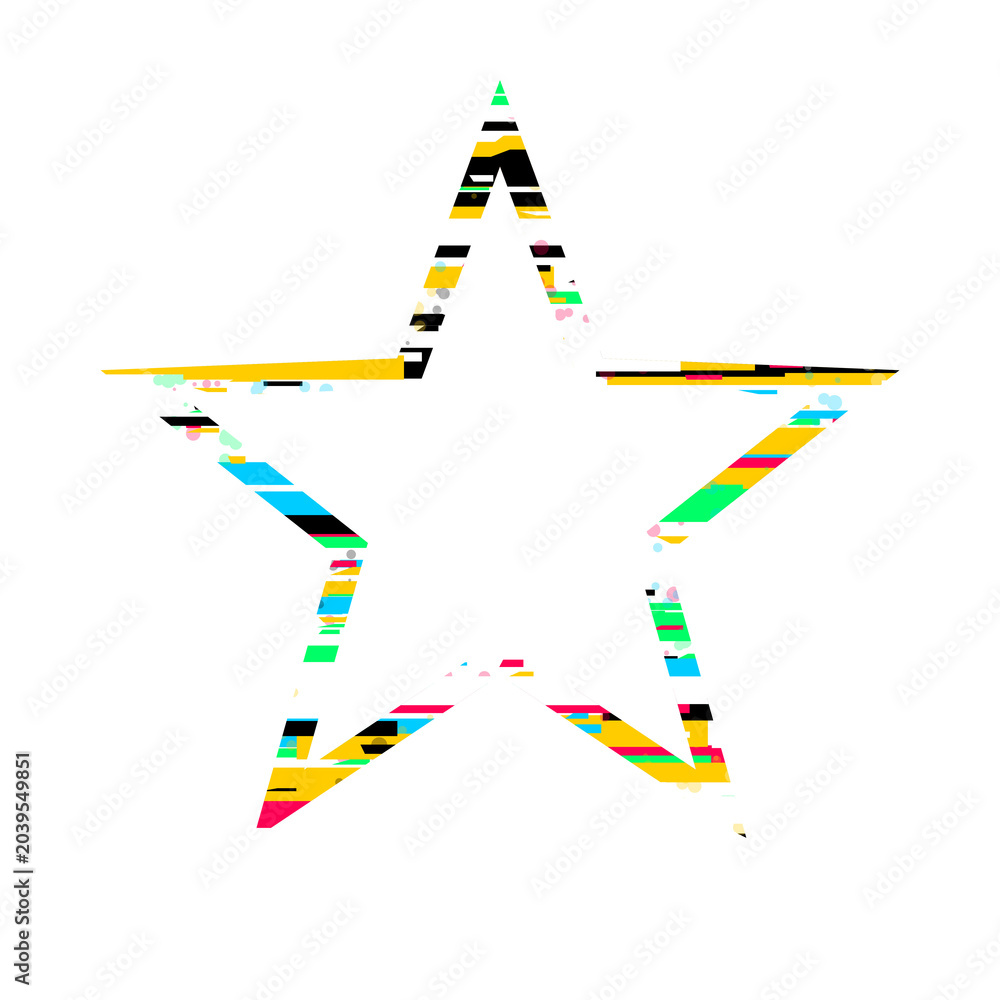 Fototapeta premium A colorful star shape with a multicolored mosaic pattern on a white background