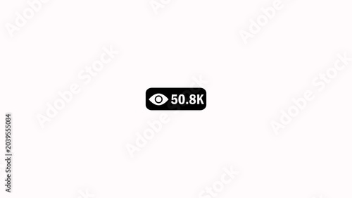 Social media view count sign icon on a white background. Views growth loop social media views count reel animation. User view concept. Quick numerical view count and eye icon with alpha channel