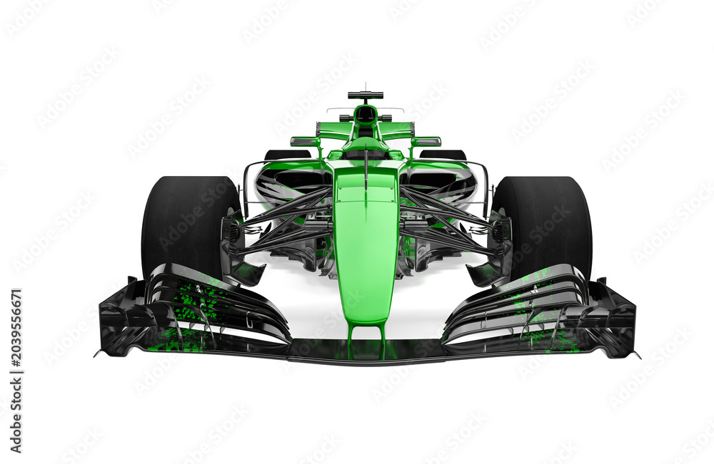 Obraz premium Race car front view on a white background. 3d rendering