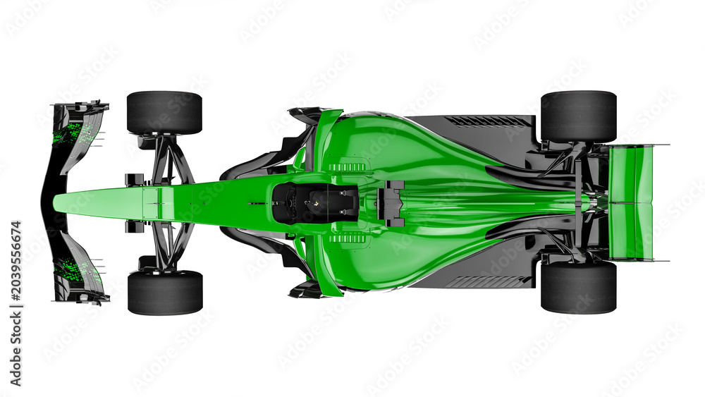 Naklejka premium Race car topt view on a white background. 3d rendering