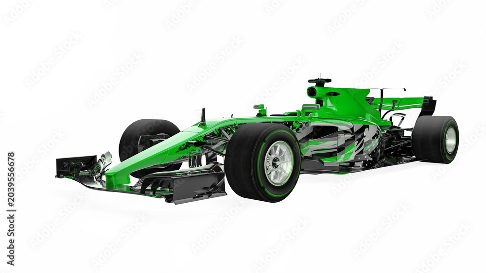 Obraz premium Race car front view on a white background. 3d rendering