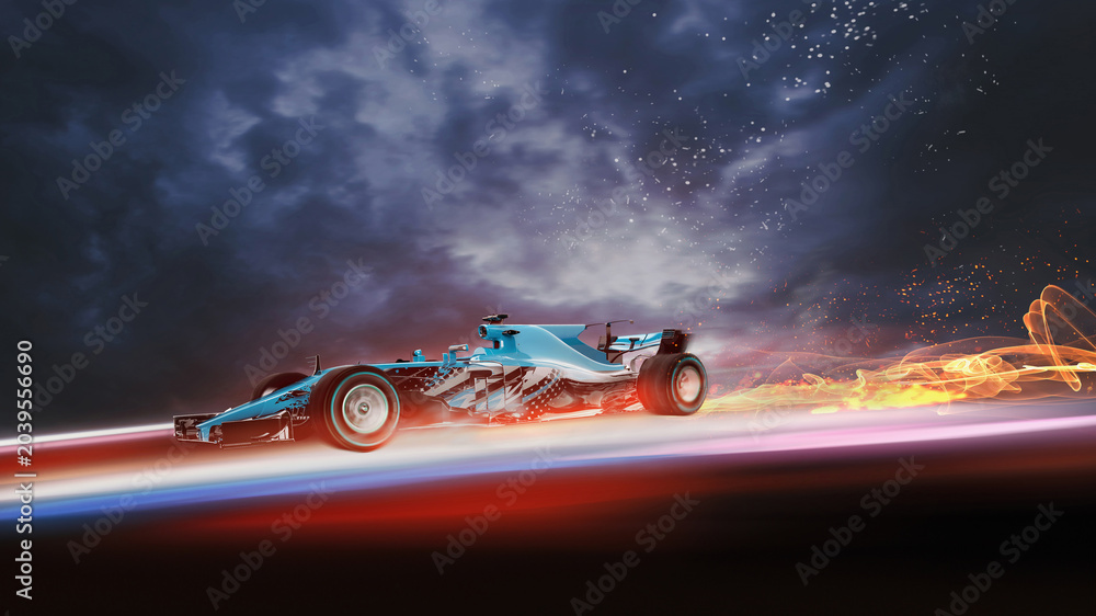 Naklejka premium High-Speed futuristic race car- 3d illustration, 3d render