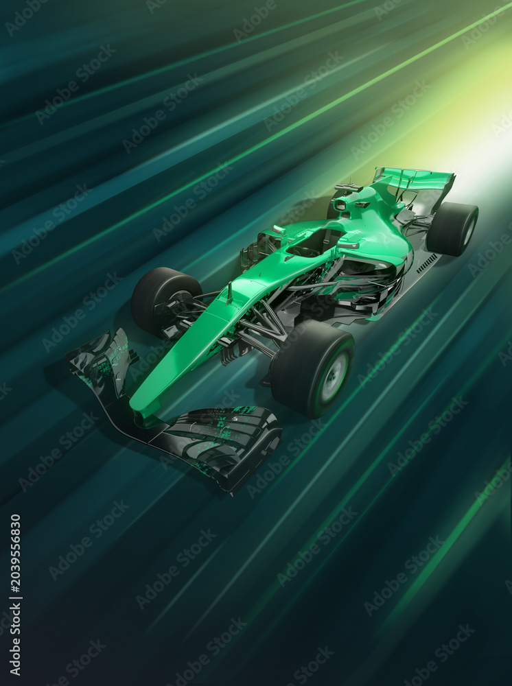 Naklejka premium racing cars moving a high speed with motion blur. 3d rendering