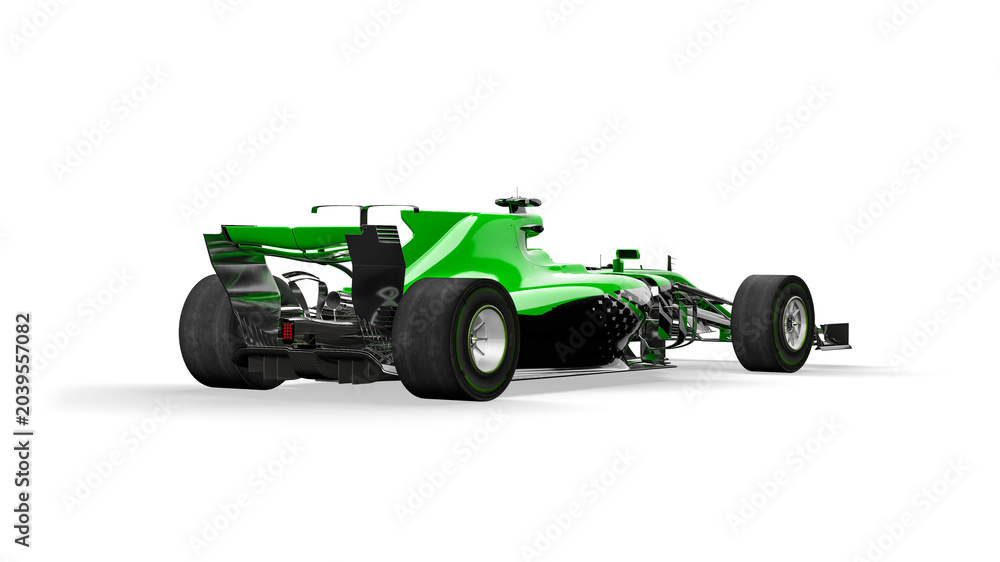 Obraz premium Race car front view on a white background. 3d rendering