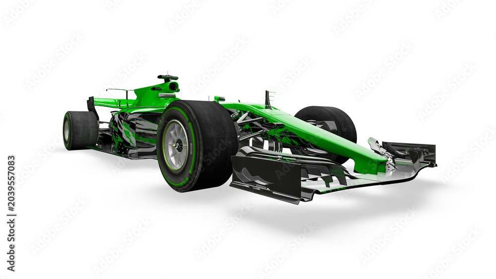 Obraz premium Race car front view on a white background. 3d rendering