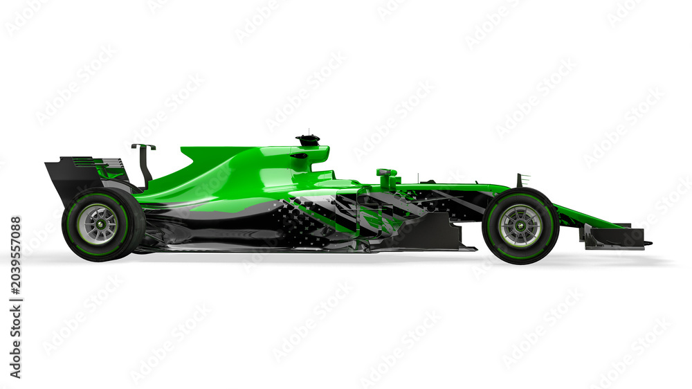 Fototapeta premium Race car front view on a white background. 3d rendering