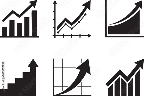 Obraz na płótnie Growth charts and graphs collection business performance and financial data visu