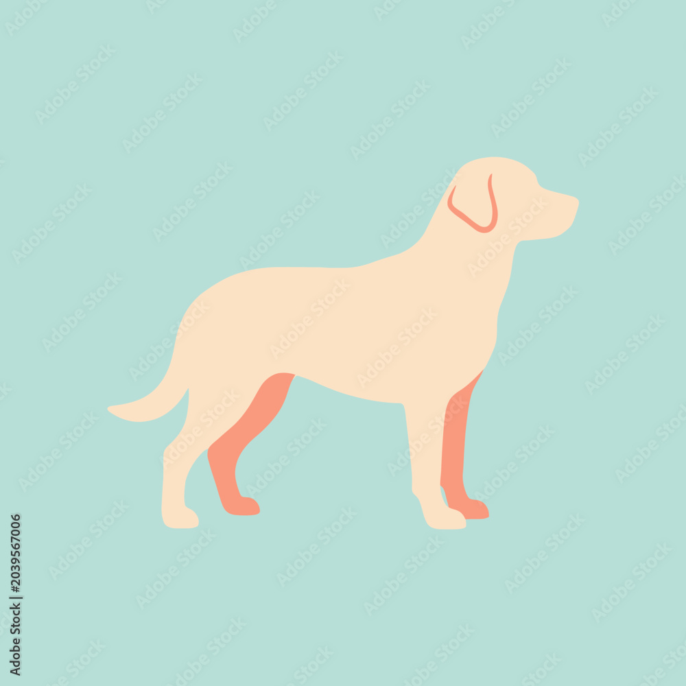 Fototapeta premium A minimalist illustration of a standing dog on solid background