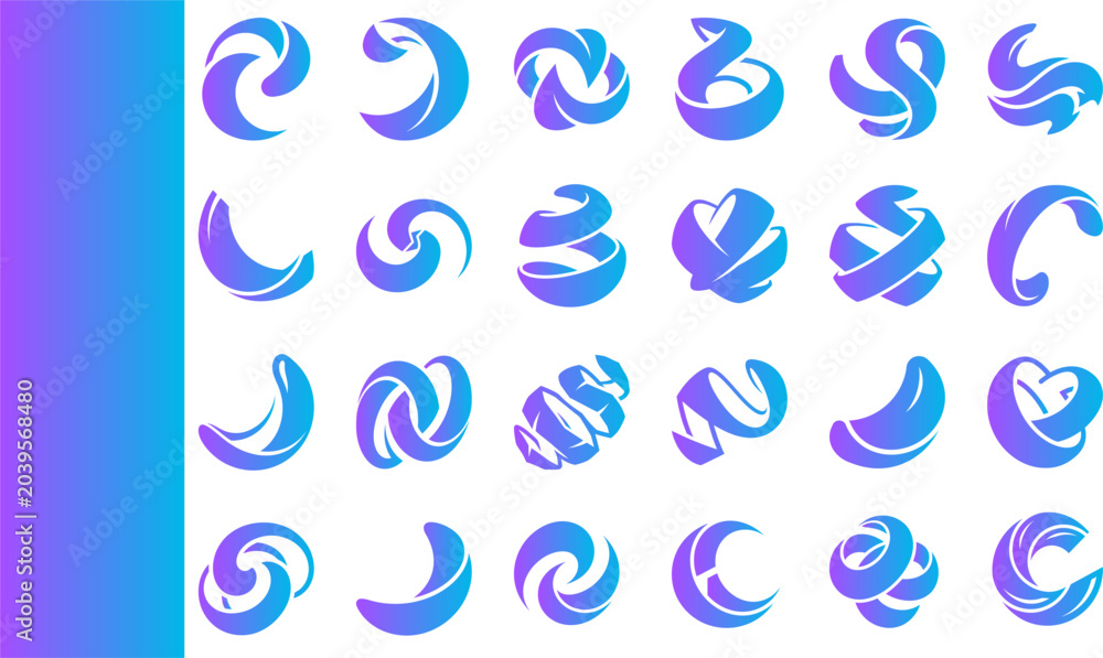 Obraz premium Abstract swirling shapes and fluid gradients creating modern dynamic logos.