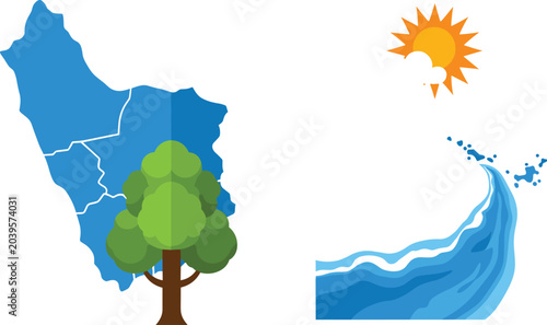 Konstfotografi Coastal geography and regional climate infographic vector illustration featuring