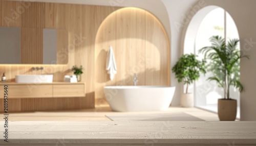 Modern Luxury Bathroom with Freestanding Bathtub and Natural Light.