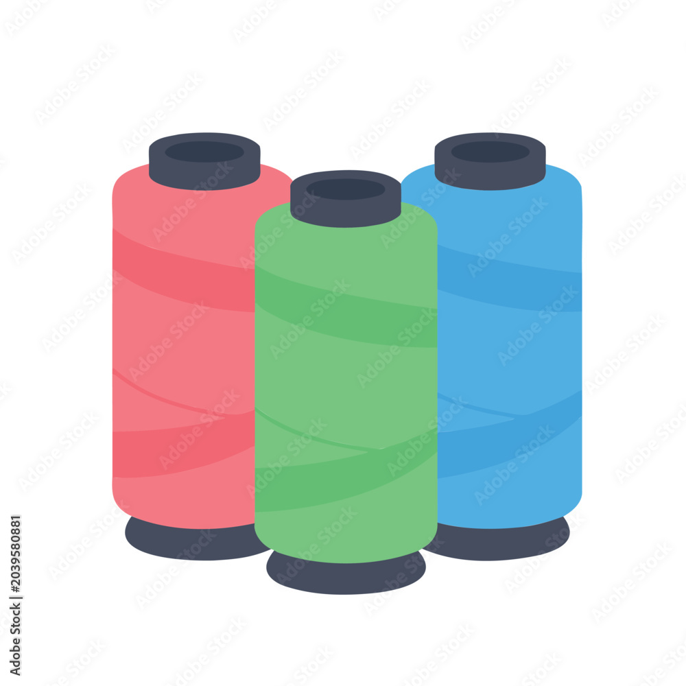 Fototapeta premium Illustration of spools of thread in varied colors arranged together