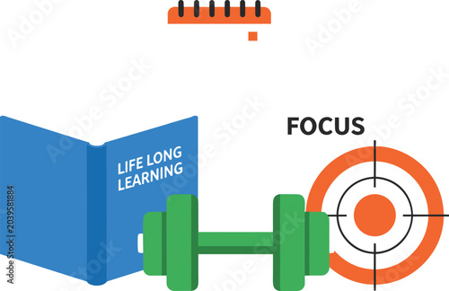 Tableau sur toile Personal development lifelong learning and fitness infographic vector layout fea