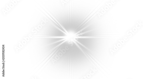 Tablou pe pânză Brilliant white starburst lens flare with sharp radiating light beams and subtle glow isolated on transparent background for design