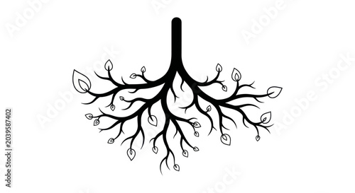 Tableau sur toile Stylized Tree Roots and Leaves Graphic Icon