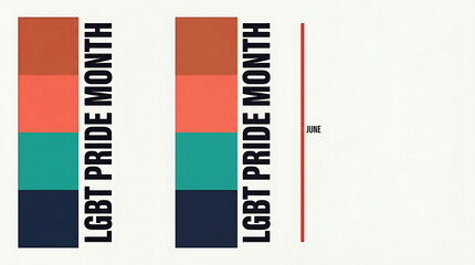 Lgbt pride month june text with repeated colorful block stripes