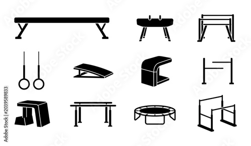 Photos 12 Gymnastics Equipment Silhouette Icons for Sports and Fitness