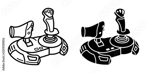 Tableau sur toile 2 Joysticks for Gaming and Flight Simulators, Outline and Silhouette, for Entert