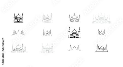 Foto mosque line art illustrations islamic architecture minaret