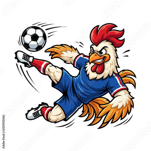 Cute chicken soccer mascot character illustration