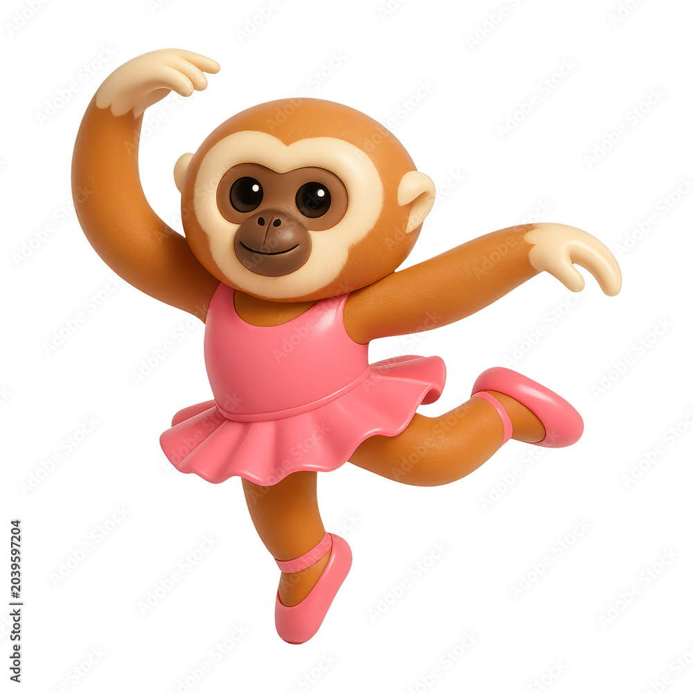 Obraz premium PNG Cute monkey ballerina illustration.