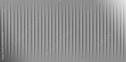 Tableau sur toile Close up view of evenly spaced vertical blinds displaying a sharp, repeated pleat pattern creating subtle shadows and light contrast across the surface on white background