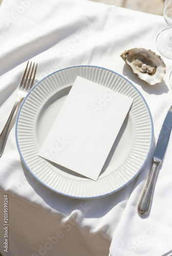 5x7 Wedding Card Mockup On Elegant Coastal Table Setting