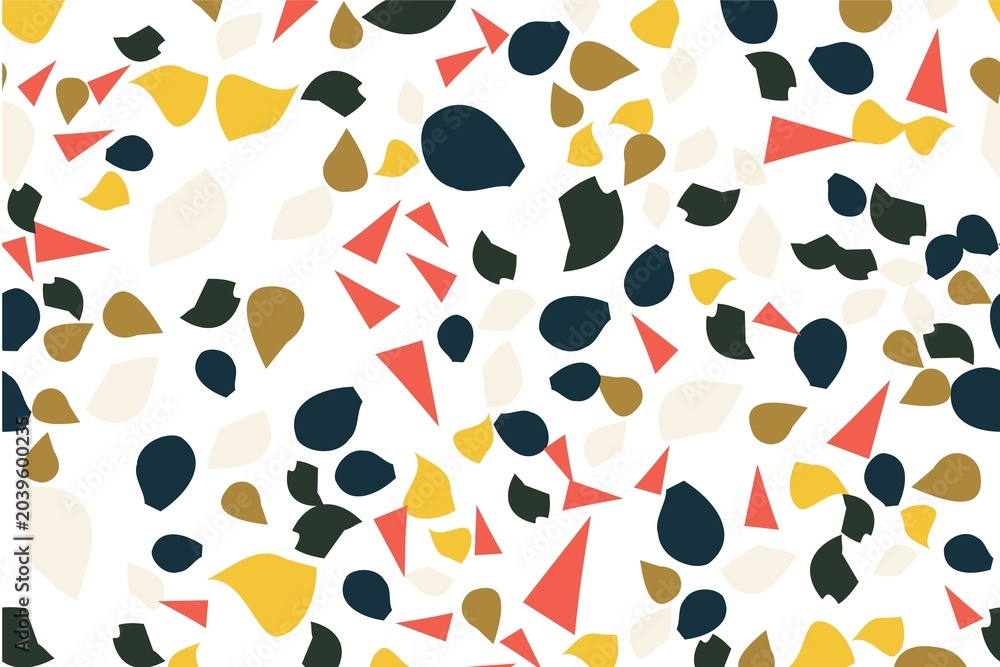Fototapeta premium Colorful abstract confetti texture background with scattered geometric shapes and vibrant dots