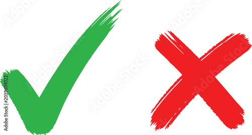 Foto Green check mark and red cross symbol illustration