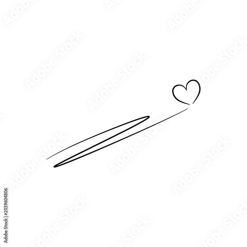 Handwritten signature line with heart, signature end line vector 