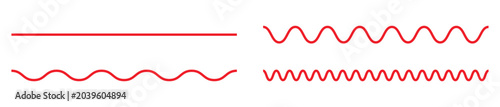 фотографія Diverse collection of red wavy lines and a straight line illustrating various am