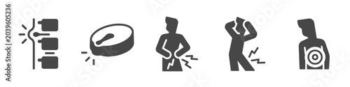 Bild auf Leinwand Herniated disc icon set