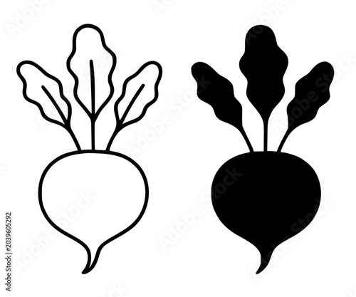 Bild auf Leinwand Radish illustration, minimalist outline and silhouette icon