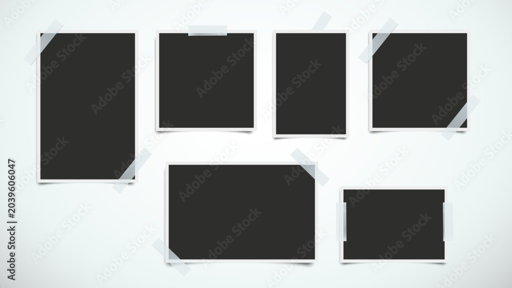 Αυτοκόλλητο Realistic Photo Frame Mockup Set with Adhesive Tape