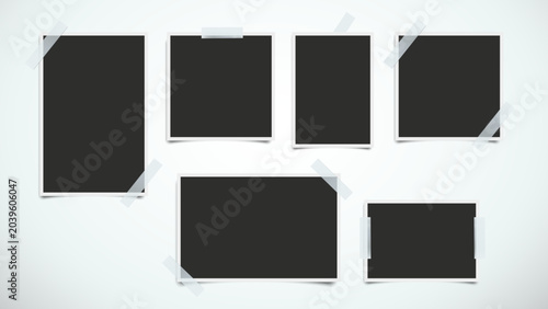 Photography Realistic Photo Frame Mockup Set with Adhesive Tape