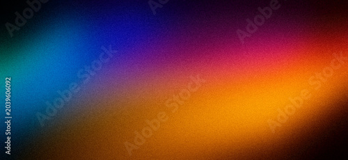 Dark grainy background. Abstract black gradient backdrop with glowing spot. Noisy texture
