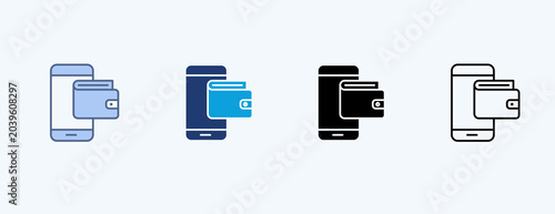 Foto Mobile Wallet Multiple Icon Illustration Vector