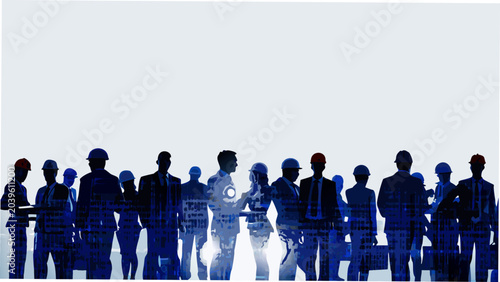 Bild auf Leinwand a lineup of diverse human figures in silhouette style people group teamwork comm