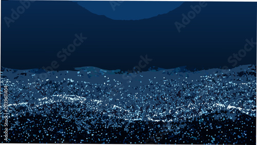 Tableau sur toile undulating landscape in abstract digital painting terrain waves scenic blue artw