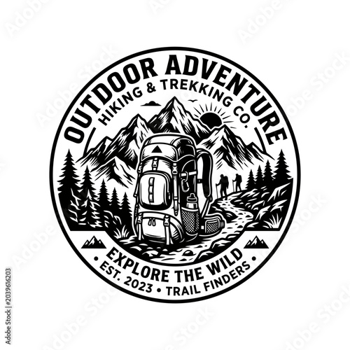 Foto Black and white backpack logo design.