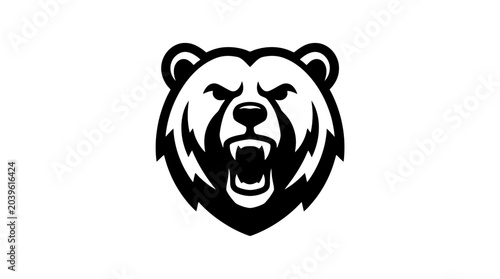 Tableau sur toile Black bear head logo illustration.