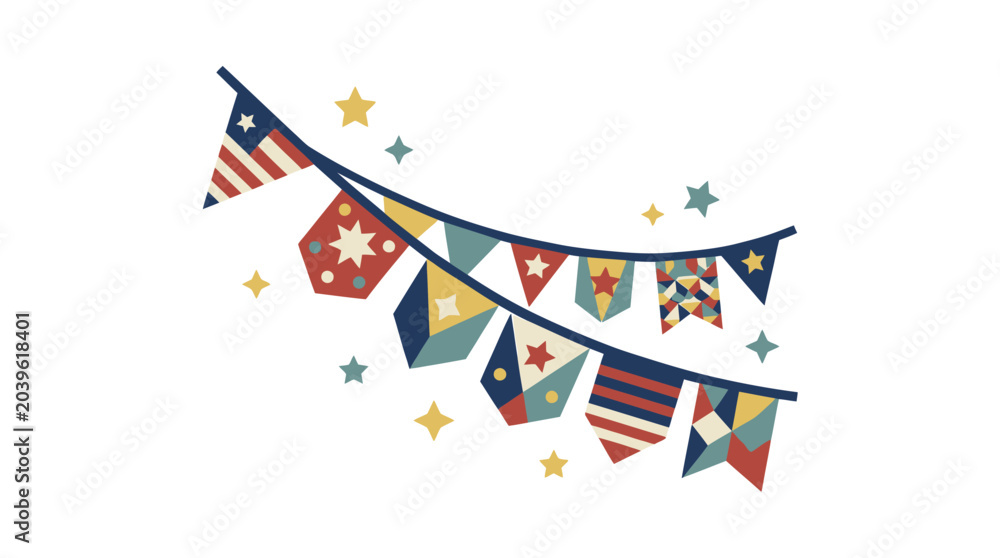 Fototapeta premium Colorful Bunting Flags Decoration with Stars.
