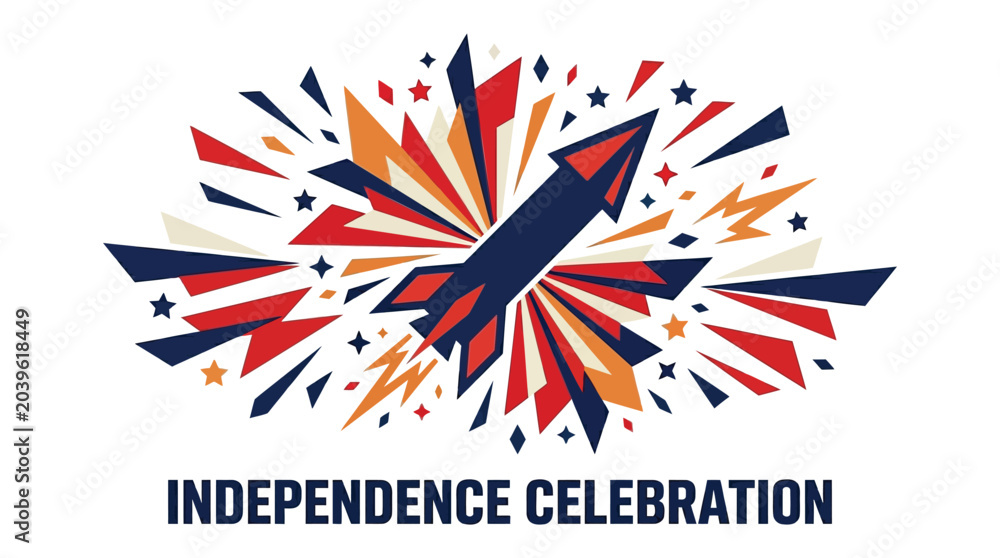 Fototapeta premium Rocket fireworks explosion celebration graphic design.