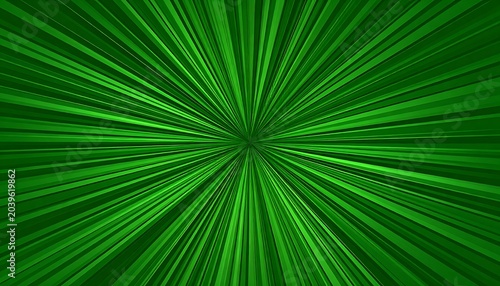 Green radiating lines emanating from center, creating an abstract burst of energy and light, creating a depth effect