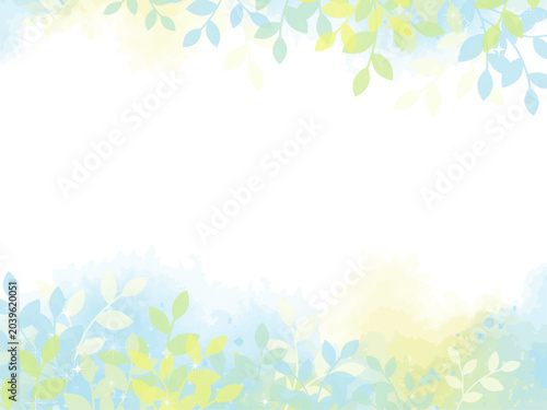 Принти на полотні 夏に似合う涼し気な新緑の水彩風フレーム背景イラスト